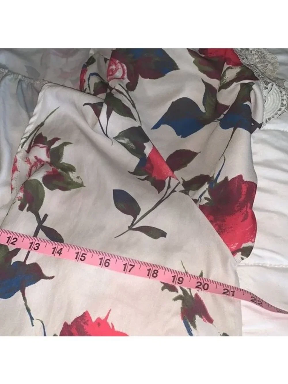 Floral Rose Print Kimono Cardigan Lace Trim Lightweight Coverup - Picture 10 of 10